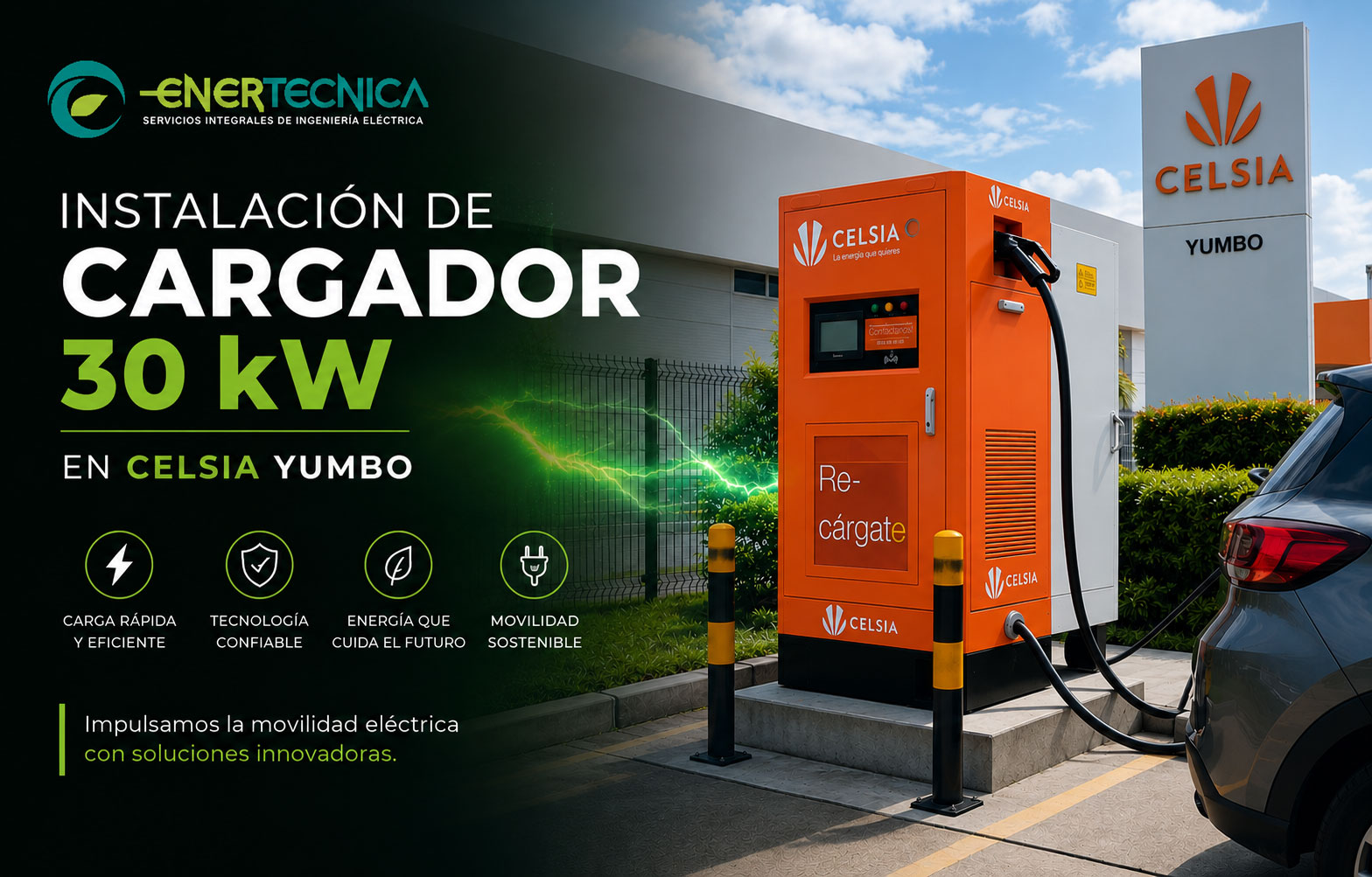 Instalación de cargadores eléctricos en Yumbo